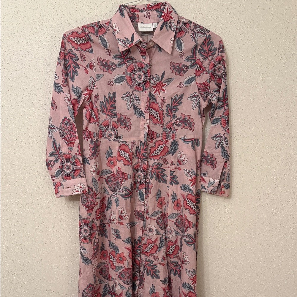 Julia Amory Floral Pink Button-Up Dress